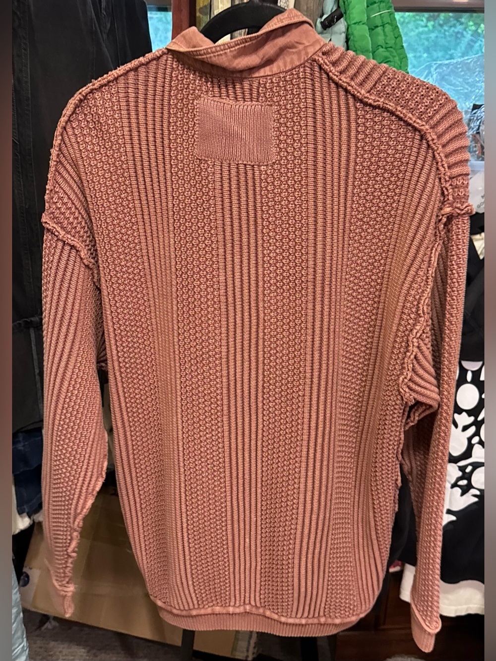 NWT Free People We The Free Worn Thru Chore Sweater Jacket cedar wood mauve - XS - Picture 7 of 8